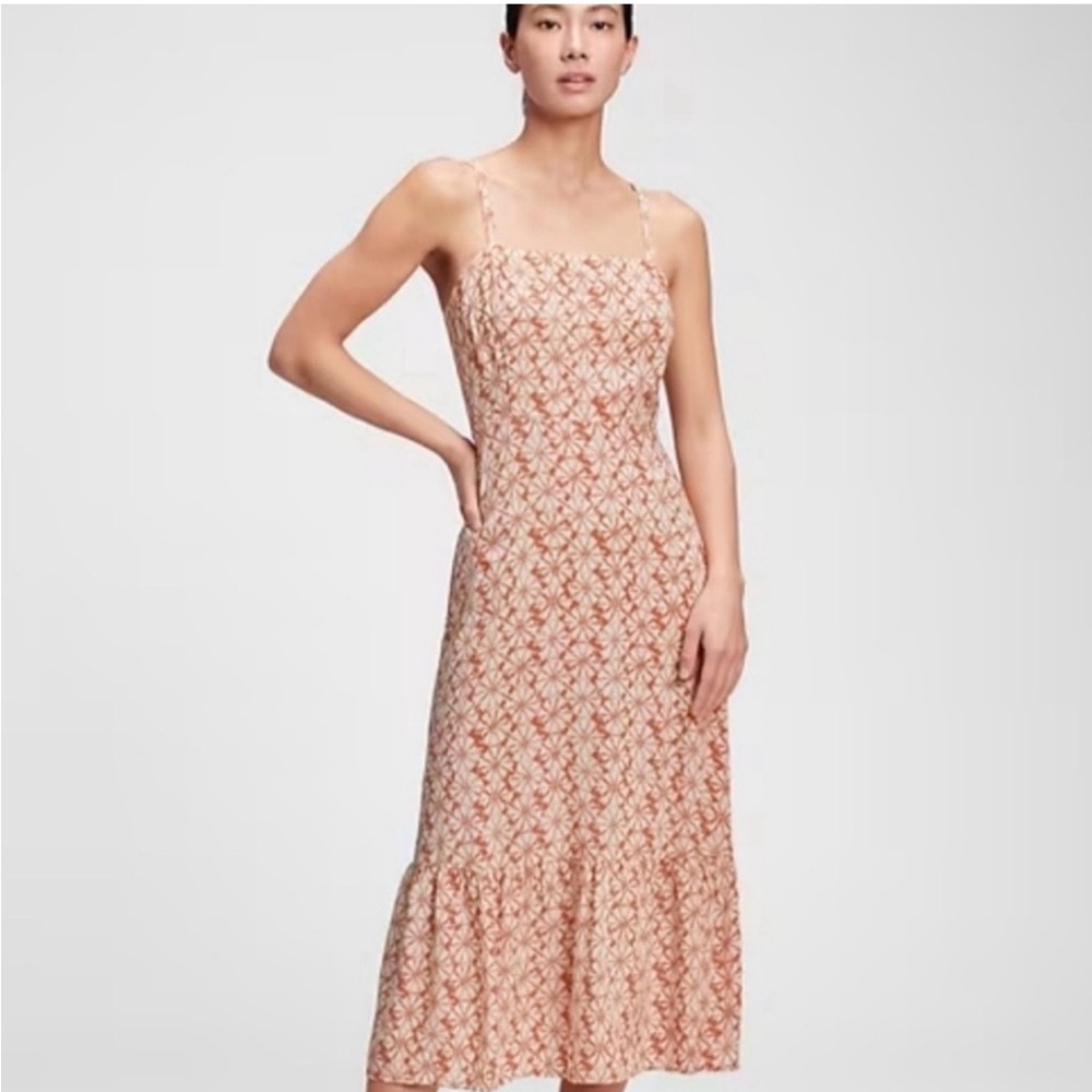 GAP Floral Midi Dress in Rust and Cream